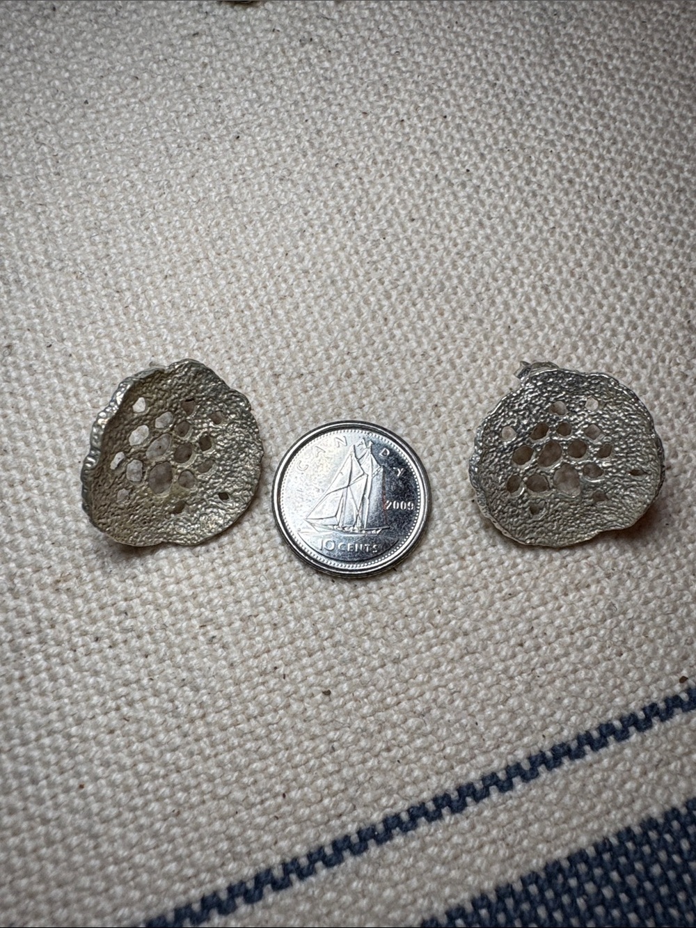 Silver-Tone Textured Disc Stud Earrings - Silver
